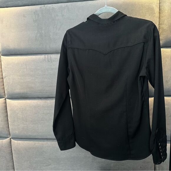 ROPER vintage women's snap down western shirt embroidered black on black size s - Picture 4 of 7